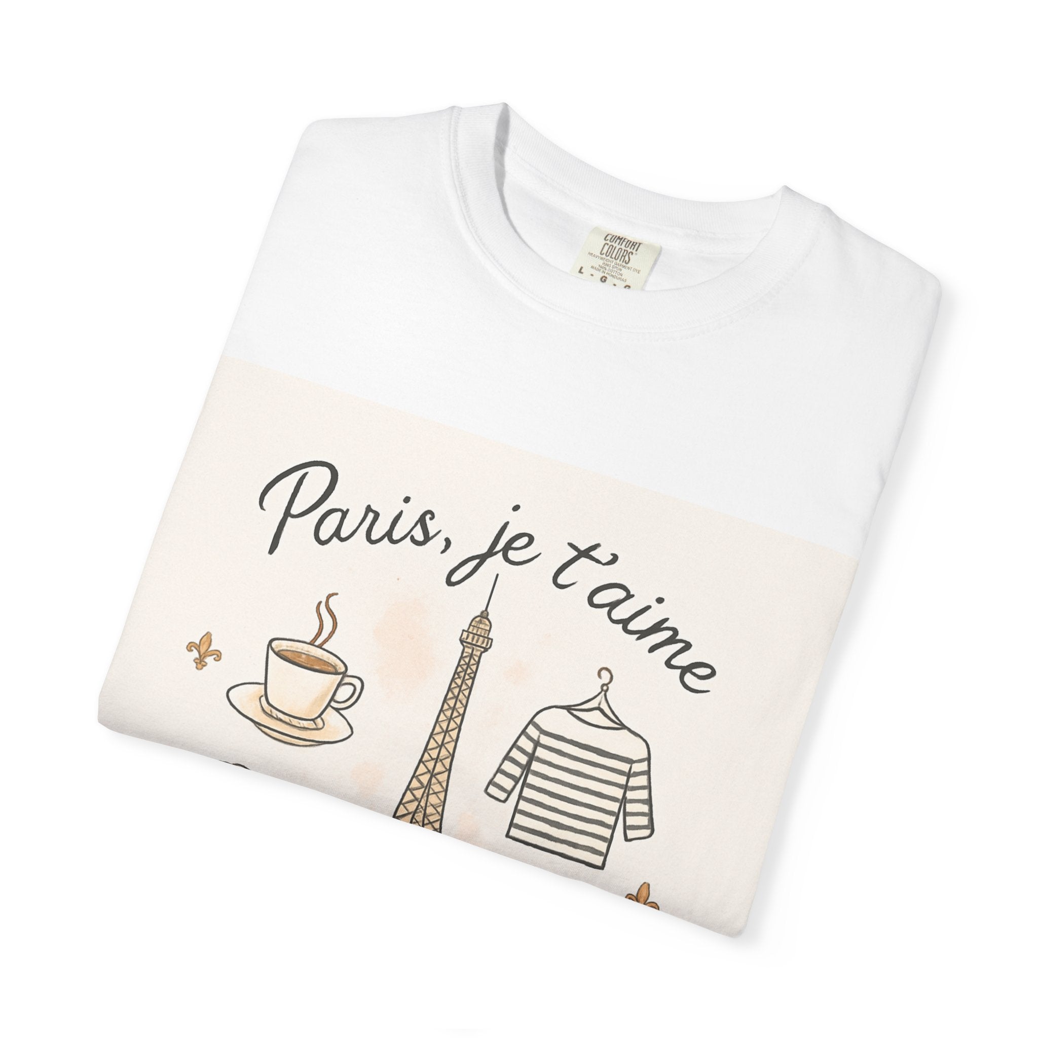 Paris Je T'aime T-Shirt — Eiffel Tower Café Bicycle Graphic Tee