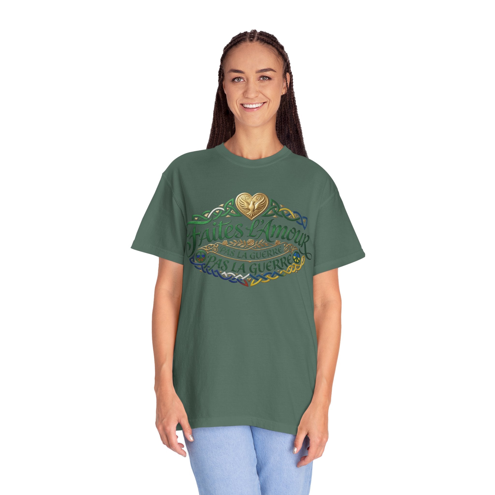 T-Shirt — Faites L'Amour Pas La Guerre Floral Script Graphic Tee