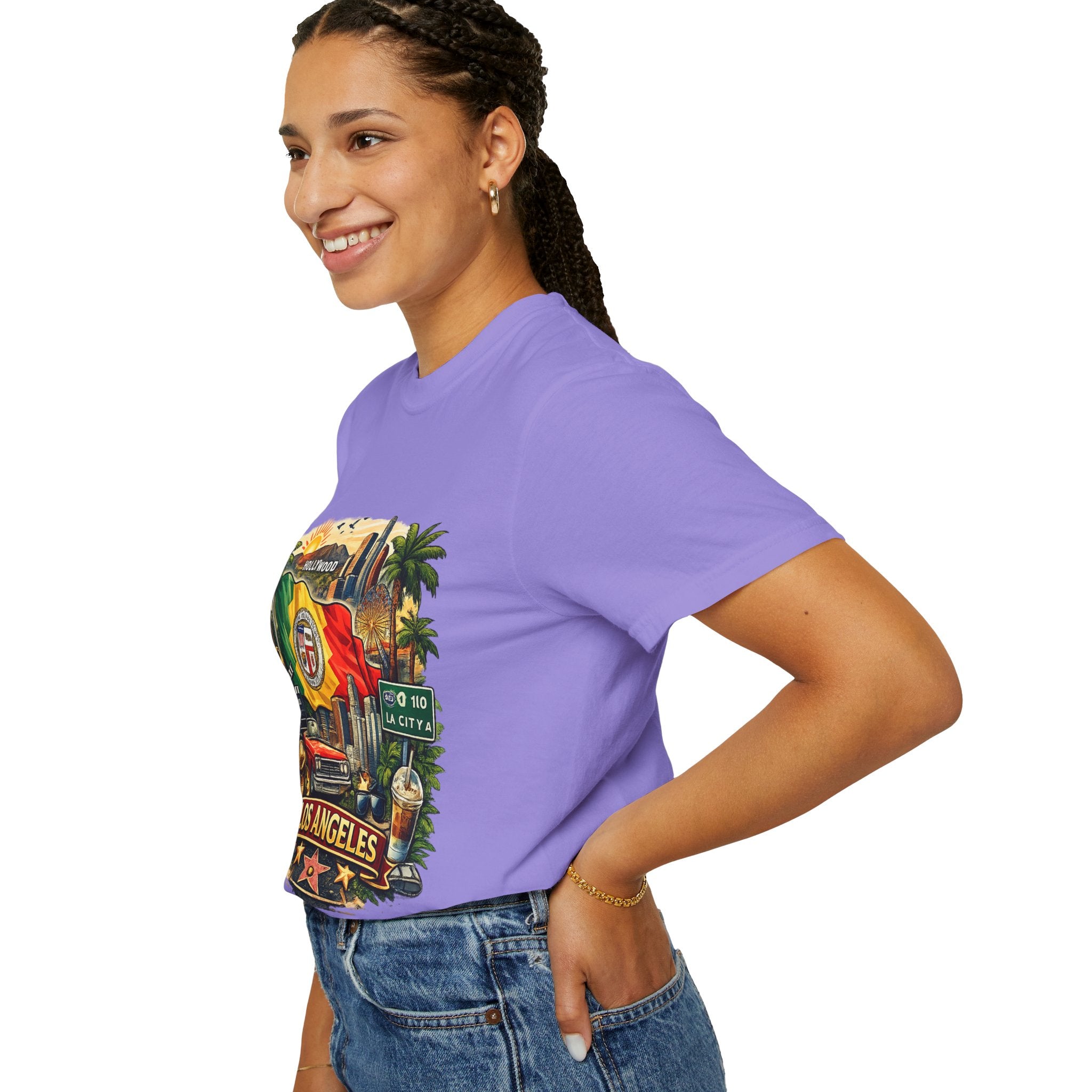 Los Angeles Vintage Graphic T-Shirt — LA Cityscape & Palm Trees Design