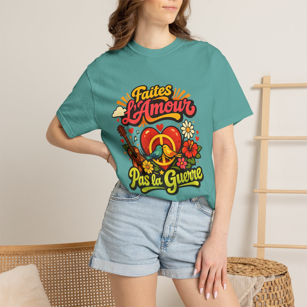 T-Shirt — Faites L'Amour Pas La Guerre Retro Peace Floral Design