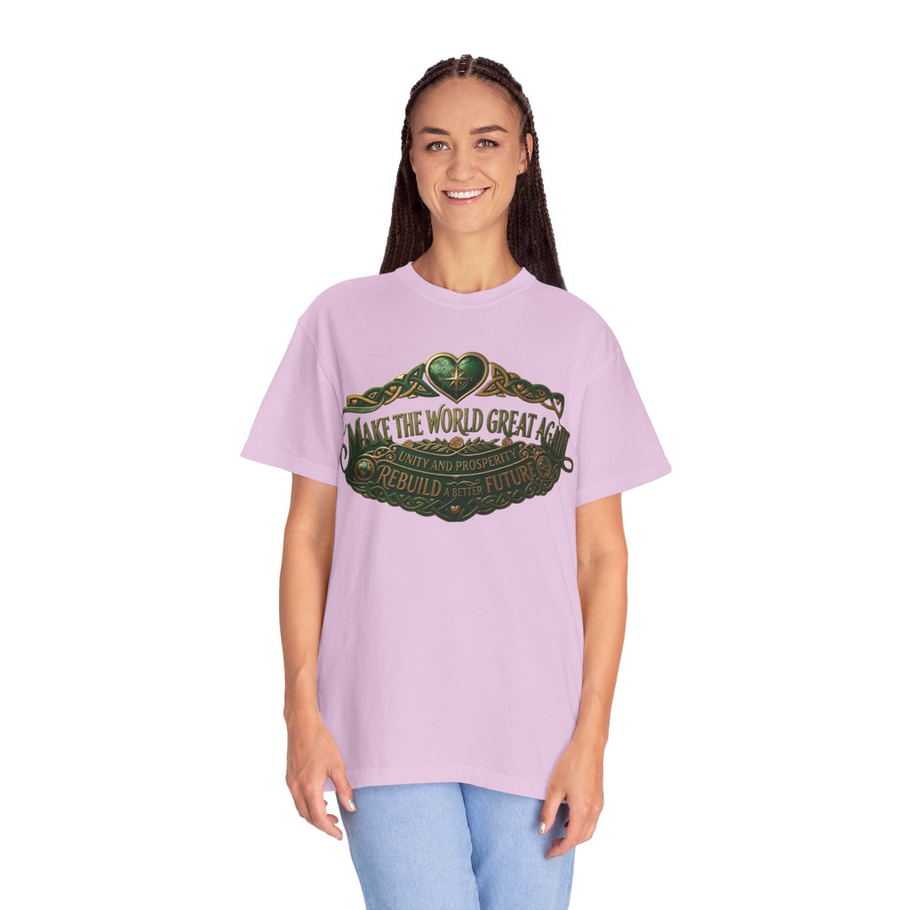 T-Shirt — 'Make the World Great Again' Vintage Green Crest Tee