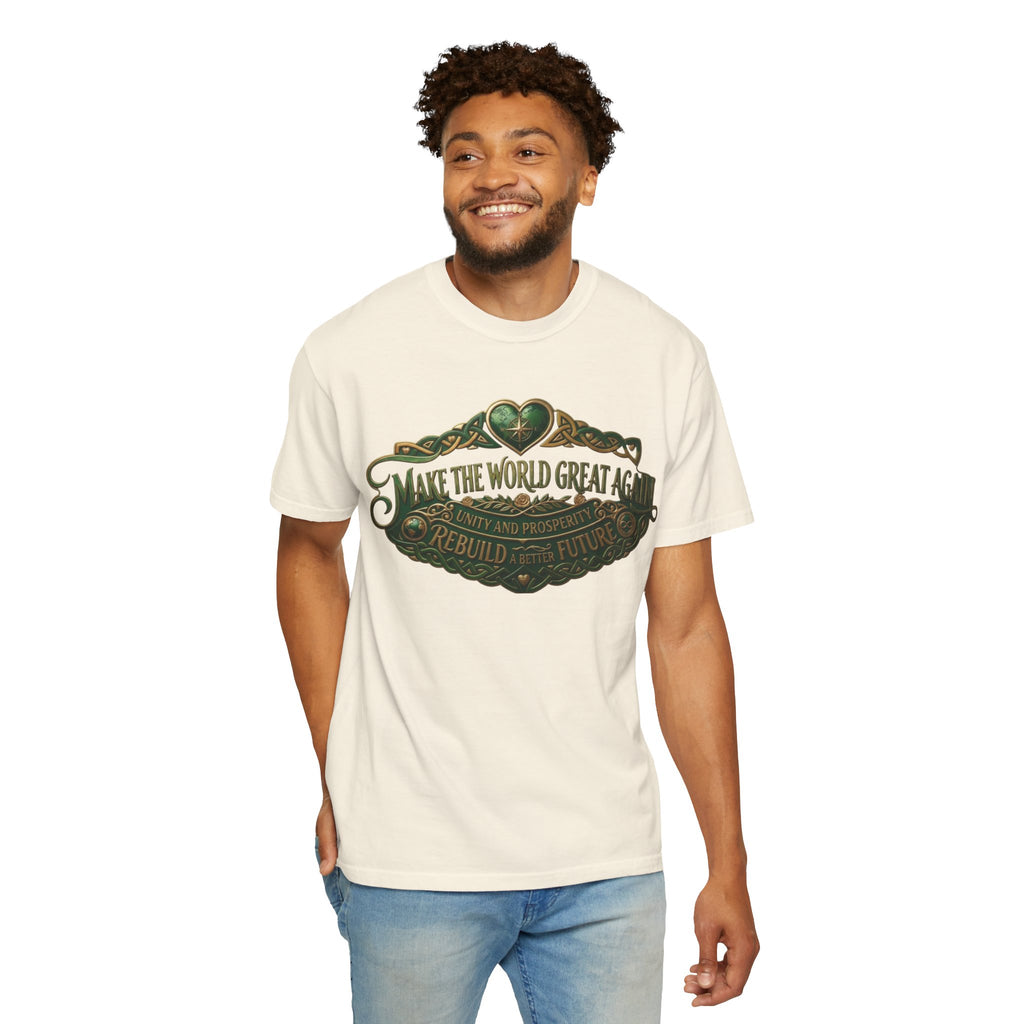 T-Shirt — 'Make the World Great Again' Vintage Green Crest Tee