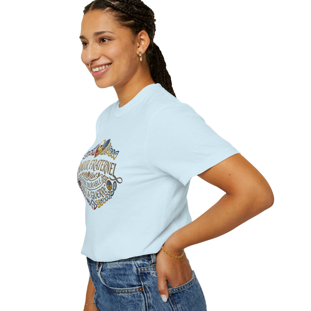 T-Shirt — Amour Fraternel "Paix Durable Pas La Guerre" Vintage Heart Peace Design