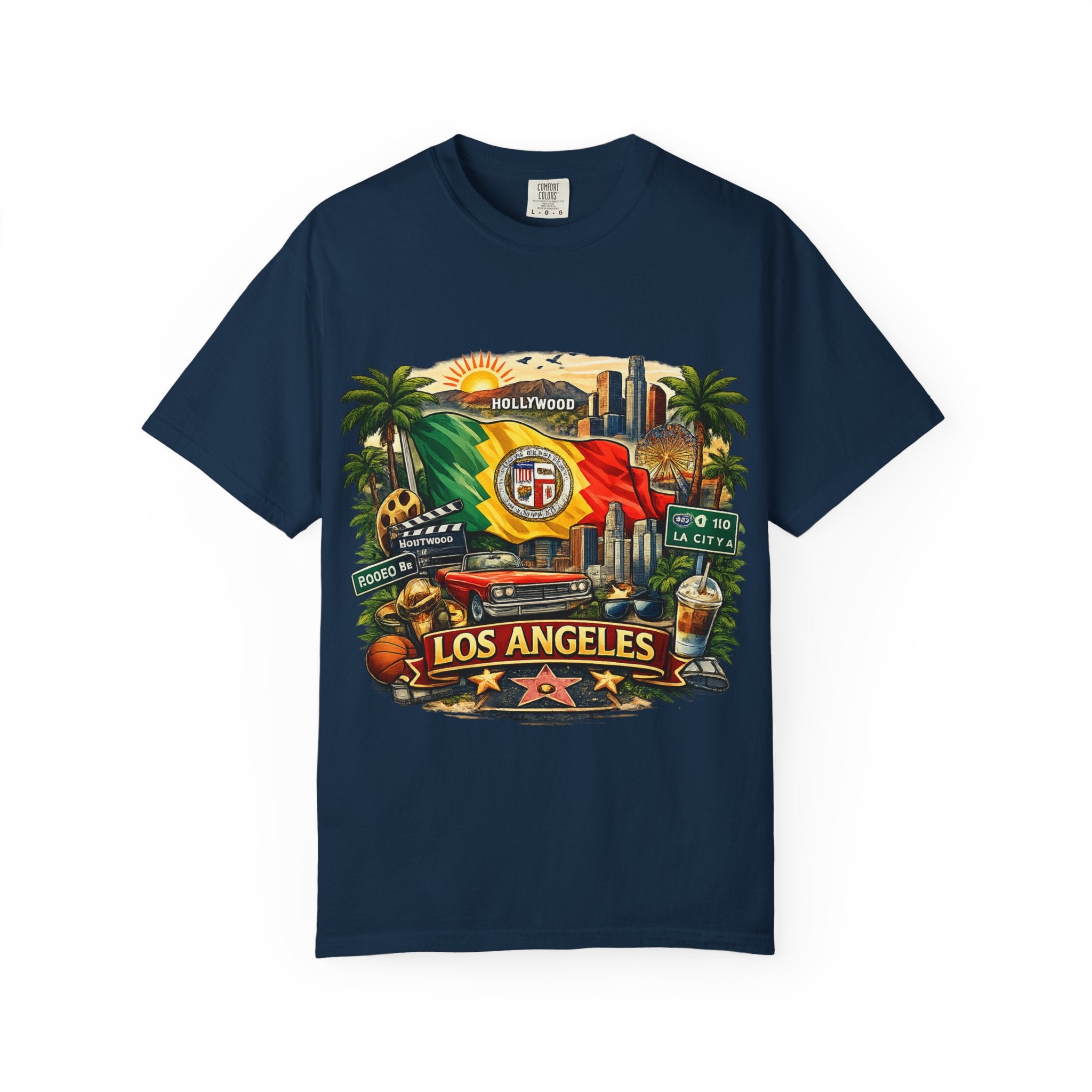 Los Angeles Vintage Graphic T-Shirt — LA Cityscape & Palm Trees Design