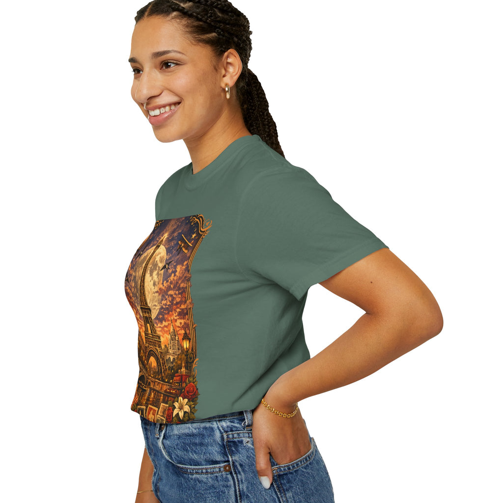 Eiffel Tower Paris Vintage Travel T-Shirt — Moonlit Scenic Souvenir Tee