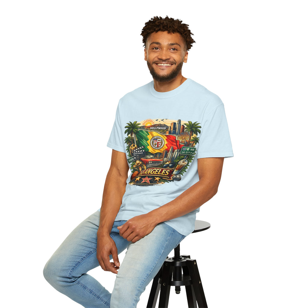 Los Angeles Vintage Graphic T-Shirt — LA Cityscape & Palm Trees Design