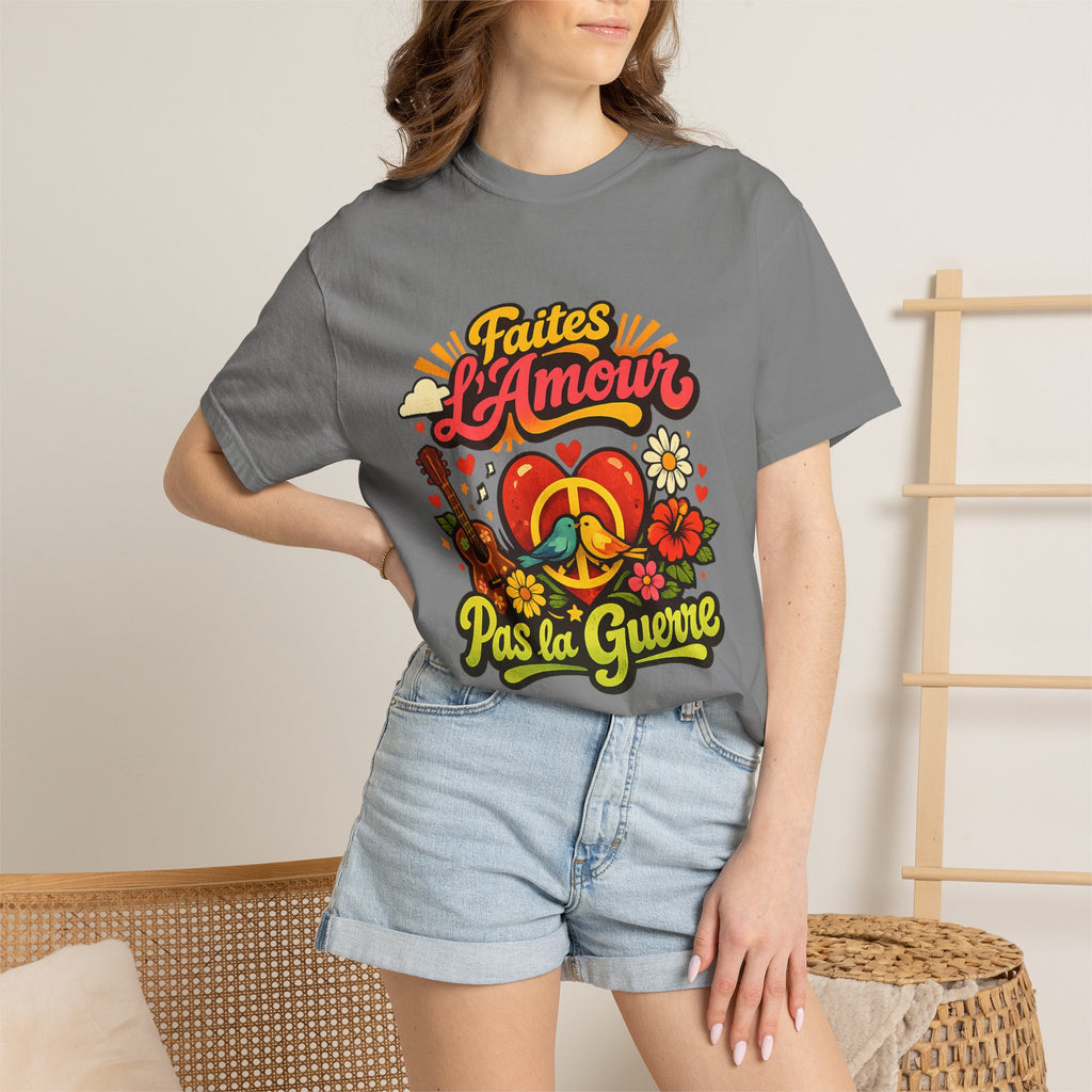 T-Shirt — Faites L'Amour Pas La Guerre Retro Peace Floral Design