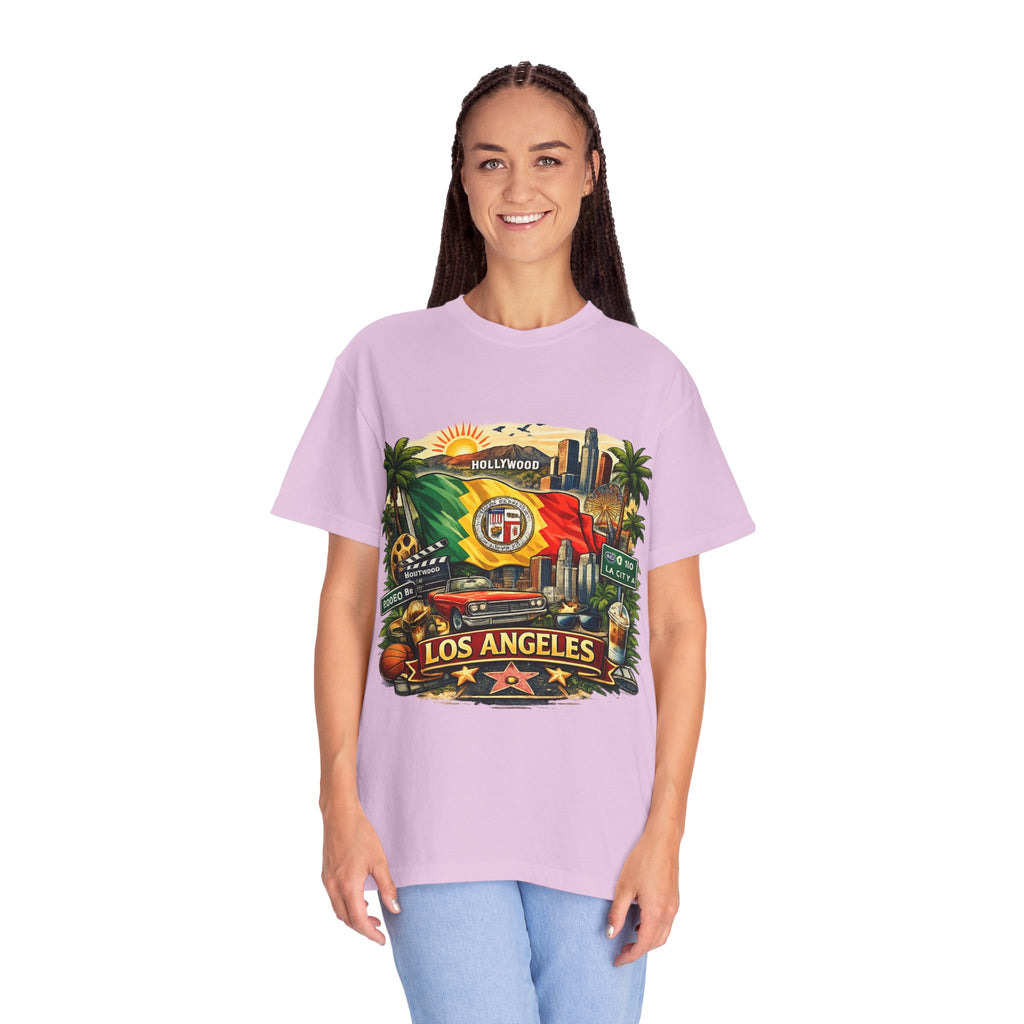 Los Angeles Vintage Graphic T-Shirt — LA Cityscape & Palm Trees Design