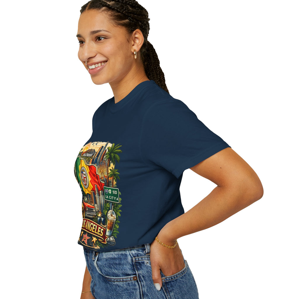 Los Angeles Vintage Graphic T-Shirt — LA Cityscape & Palm Trees Design