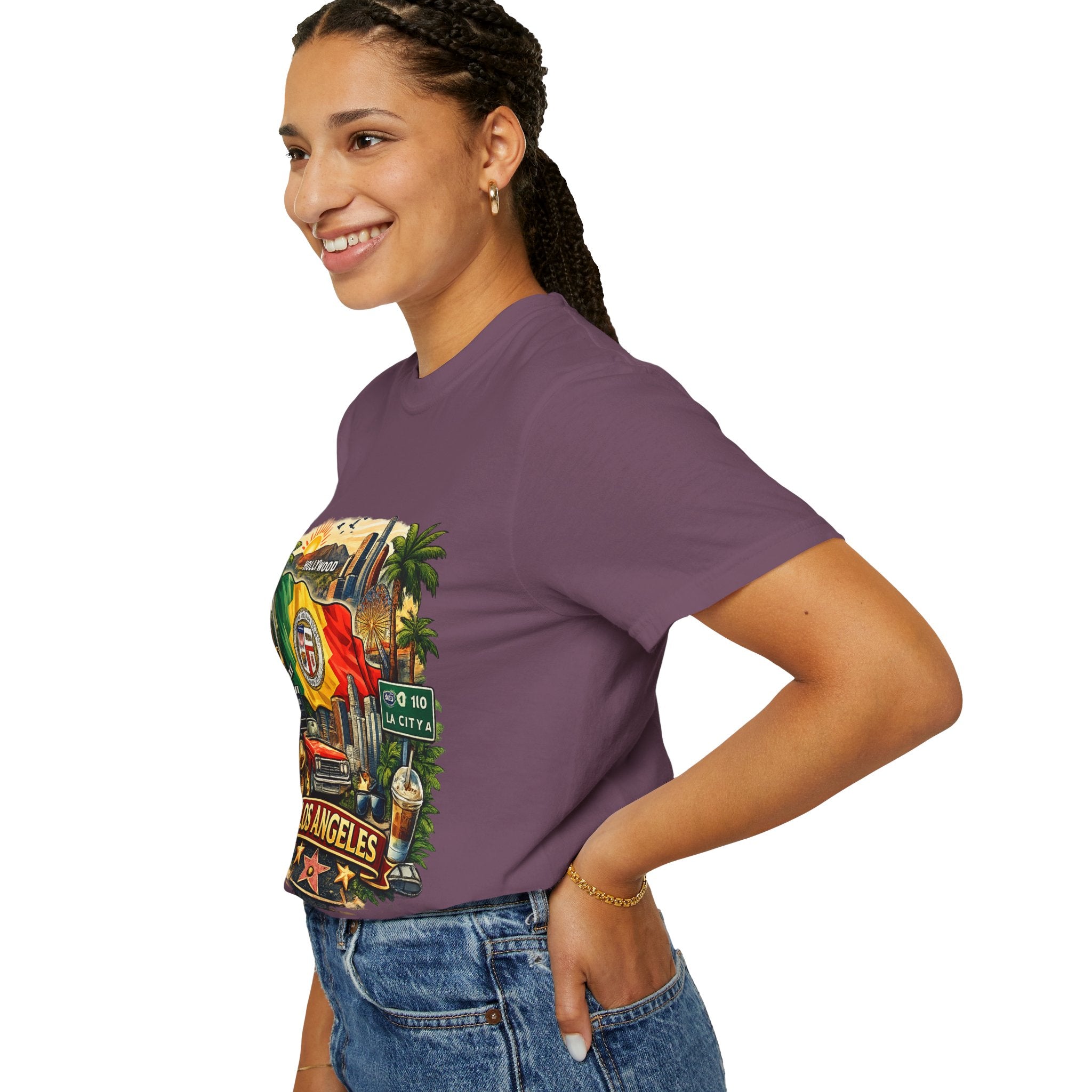 Los Angeles Vintage Graphic T-Shirt — LA Cityscape & Palm Trees Design