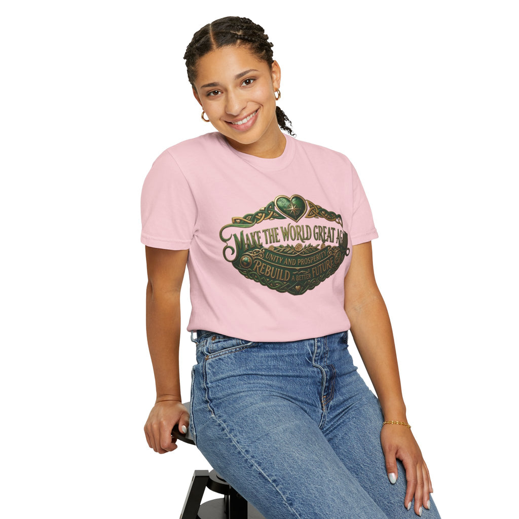 T-Shirt — 'Make the World Great Again' Vintage Green Crest Tee