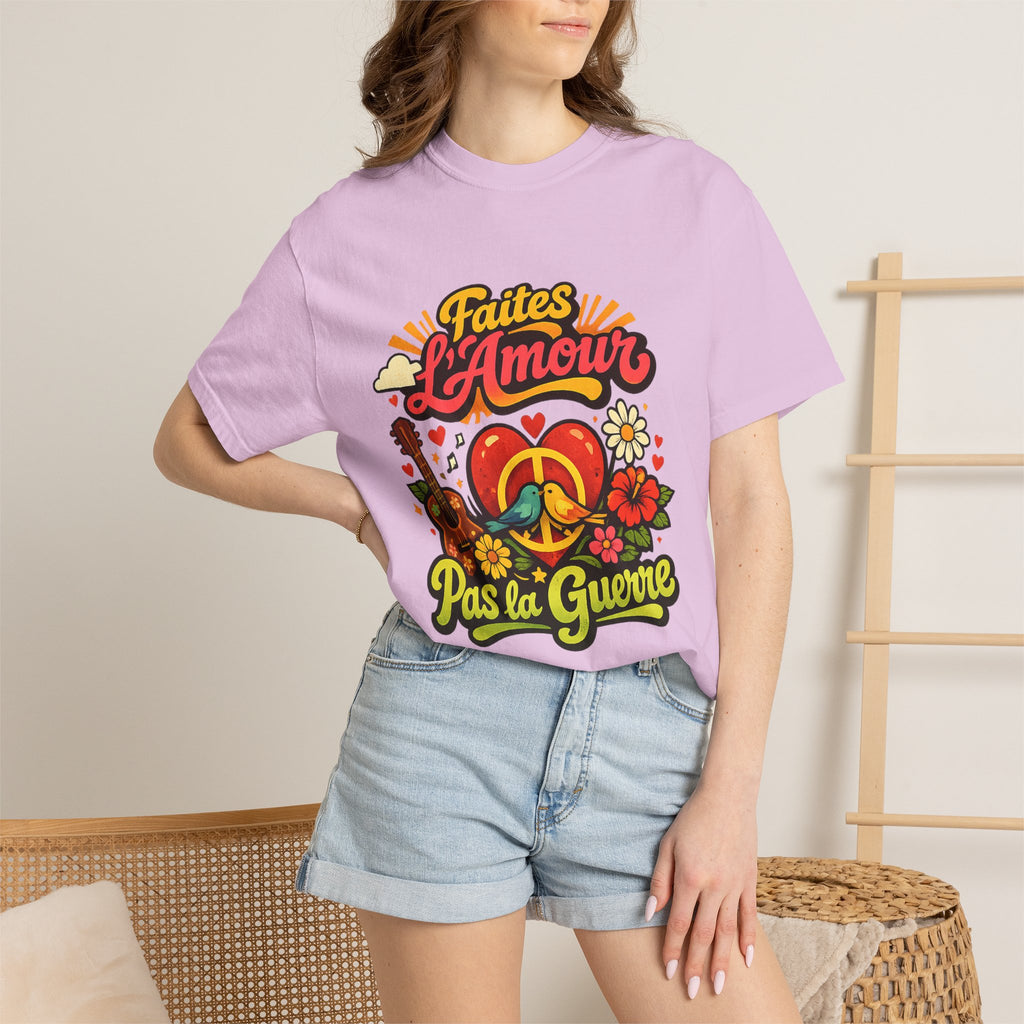 T-Shirt — Faites L'Amour Pas La Guerre Retro Peace Floral Design