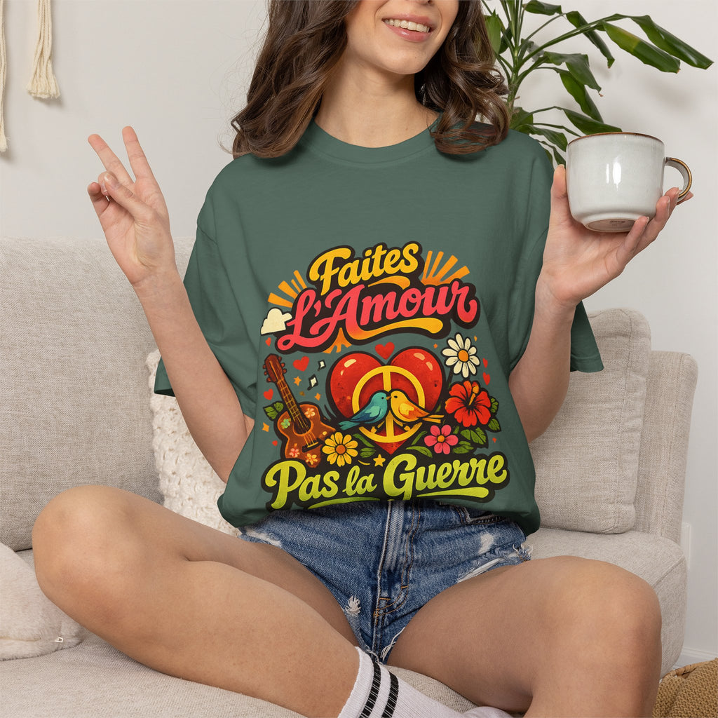 T-Shirt — Faites L'Amour Pas La Guerre Retro Peace Floral Design