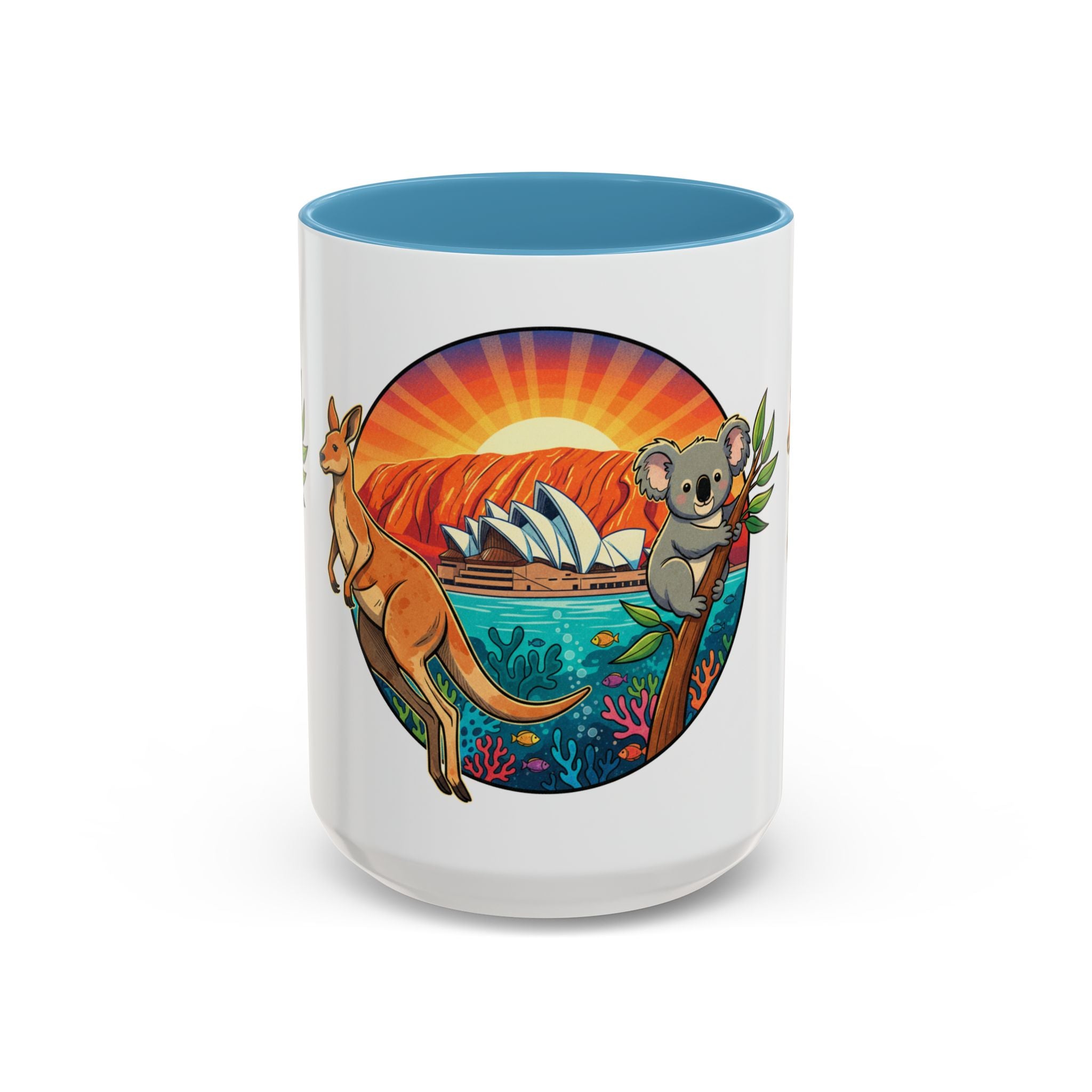 Australian Sunset Coffee Mug — Kangaroo & Koala Sydney Opera House Design