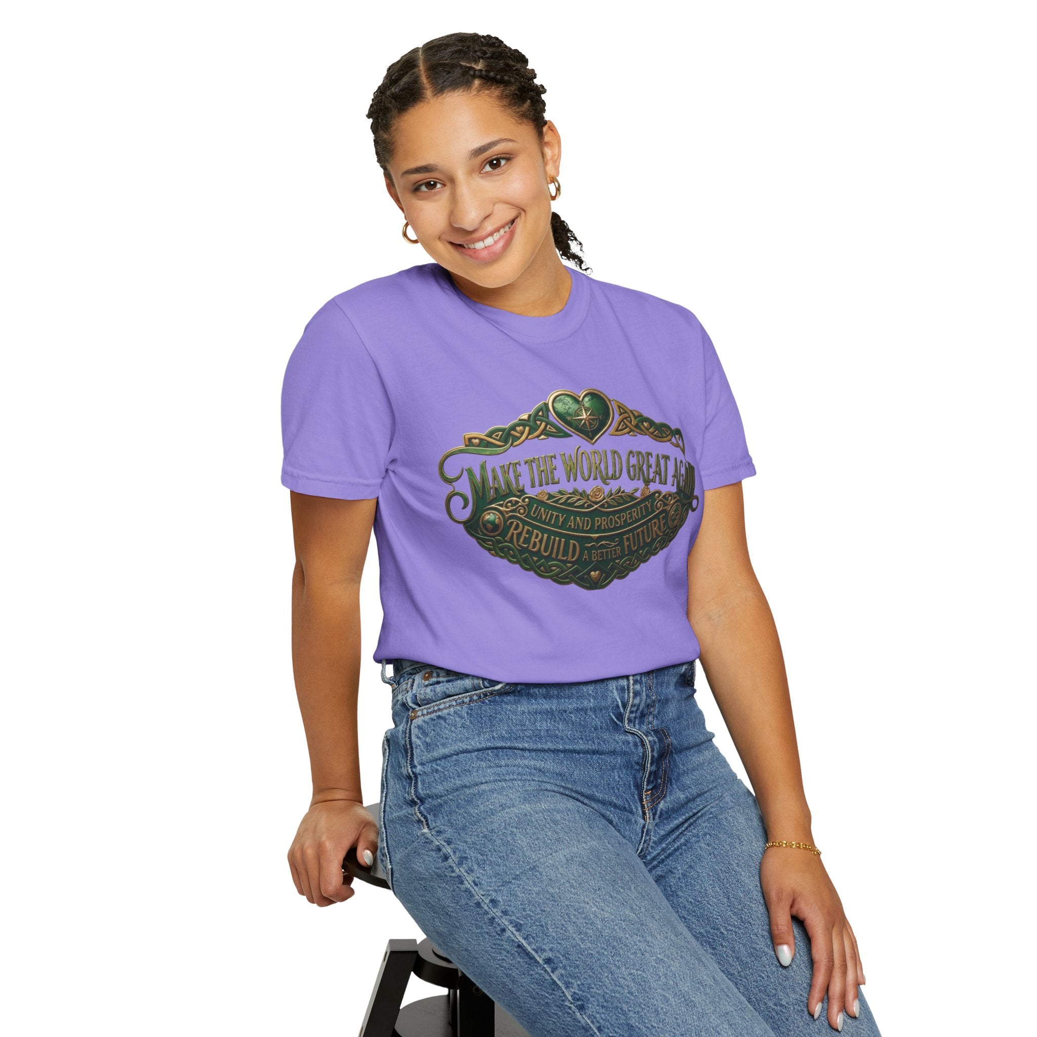 T-Shirt — 'Make the World Great Again' Vintage Green Crest Tee