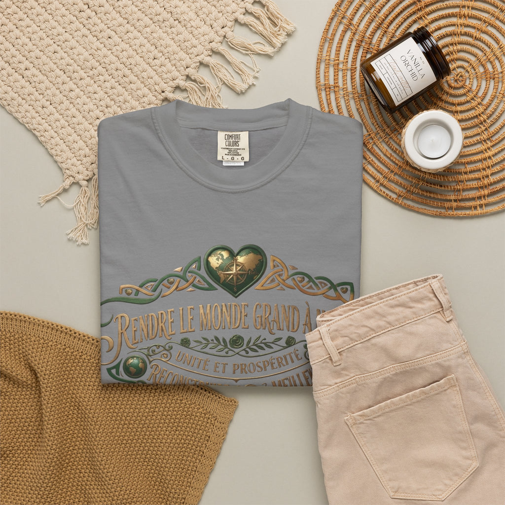 French Blessing T-Shirt — "Rendre le monde grand à nouveau" Vintage Heart Design