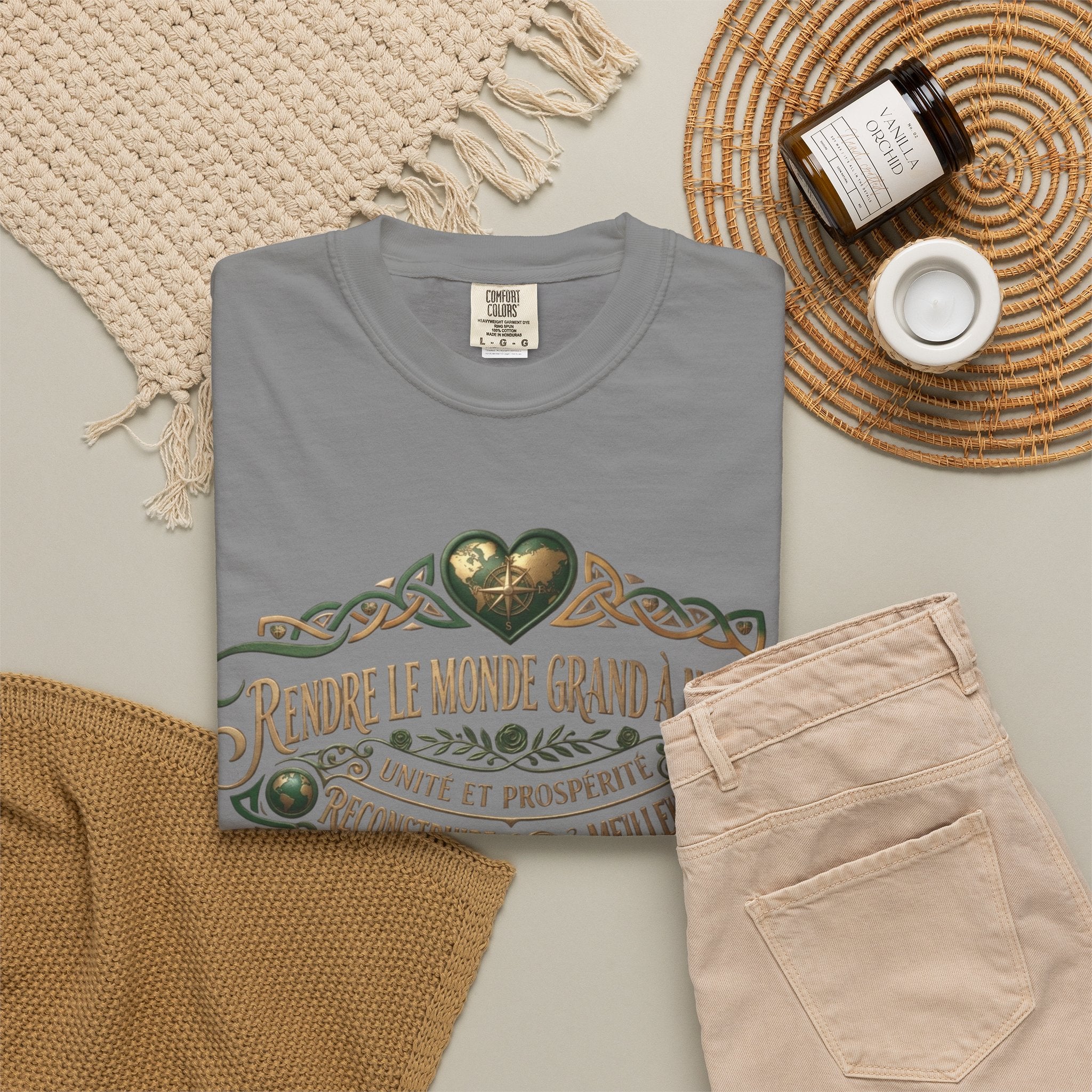 French Blessing T-Shirt — "Rendre le monde grand à nouveau" Vintage Heart Design