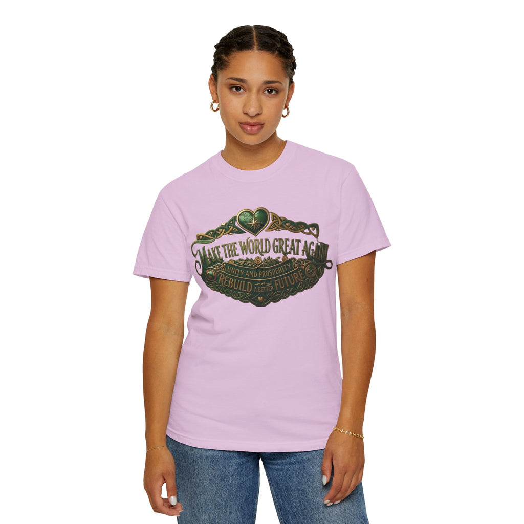 T-Shirt — 'Make the World Great Again' Vintage Green Crest Tee