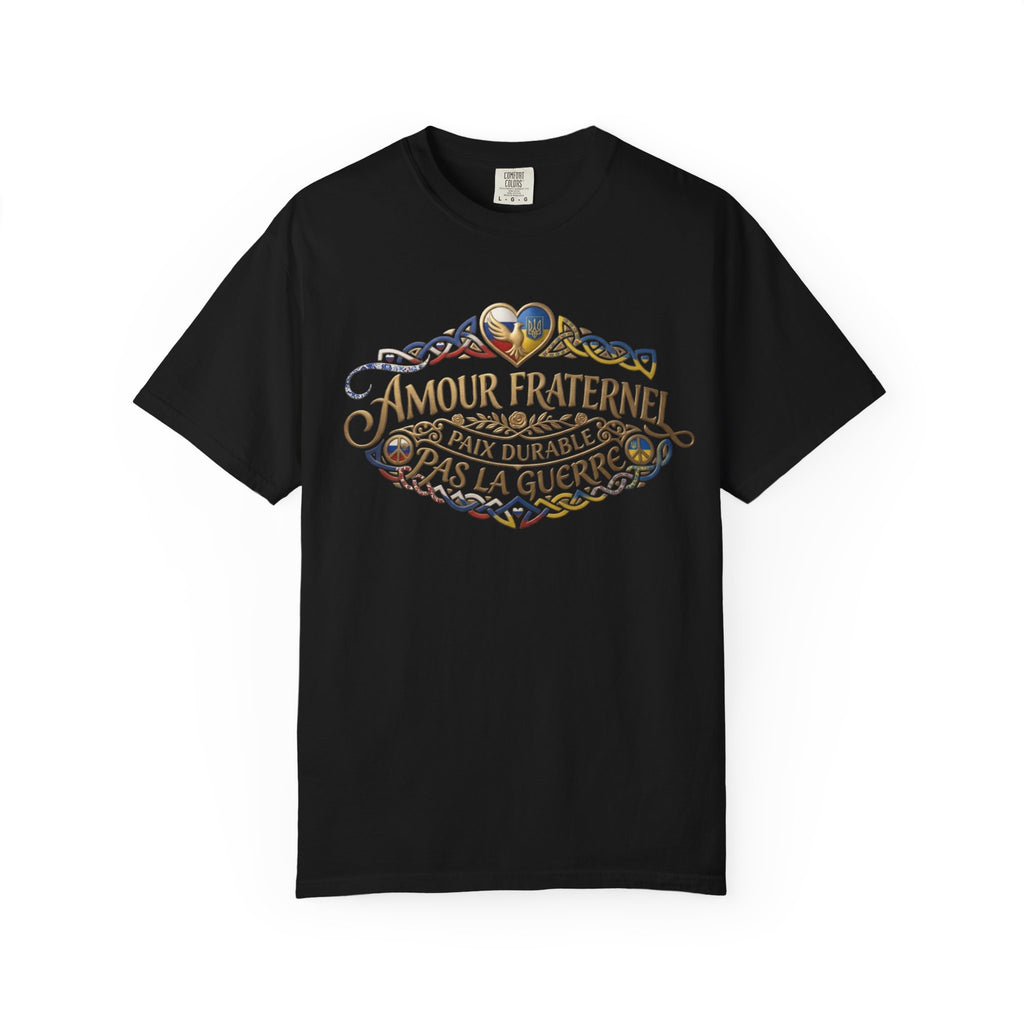 T-Shirt — Amour Fraternel "Paix Durable Pas La Guerre" Vintage Heart Peace Design