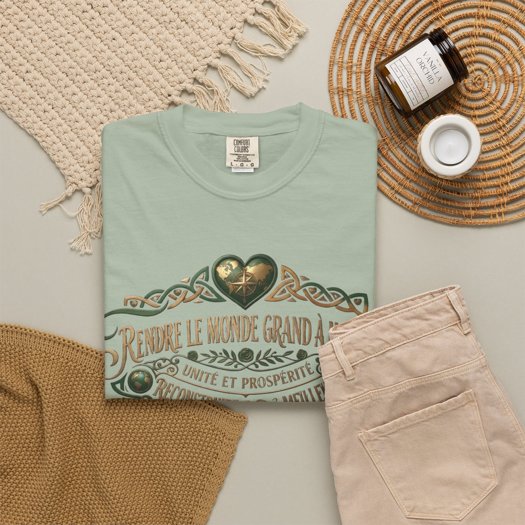 French Blessing T-Shirt — "Rendre le monde grand à nouveau" Vintage Heart Design