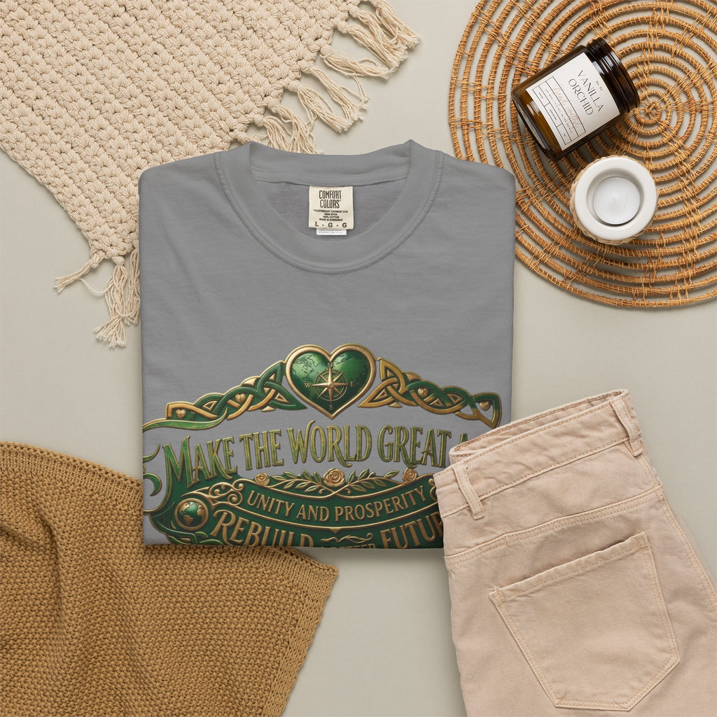 T-Shirt — 'Make the World Great Again' Vintage Green Crest Tee