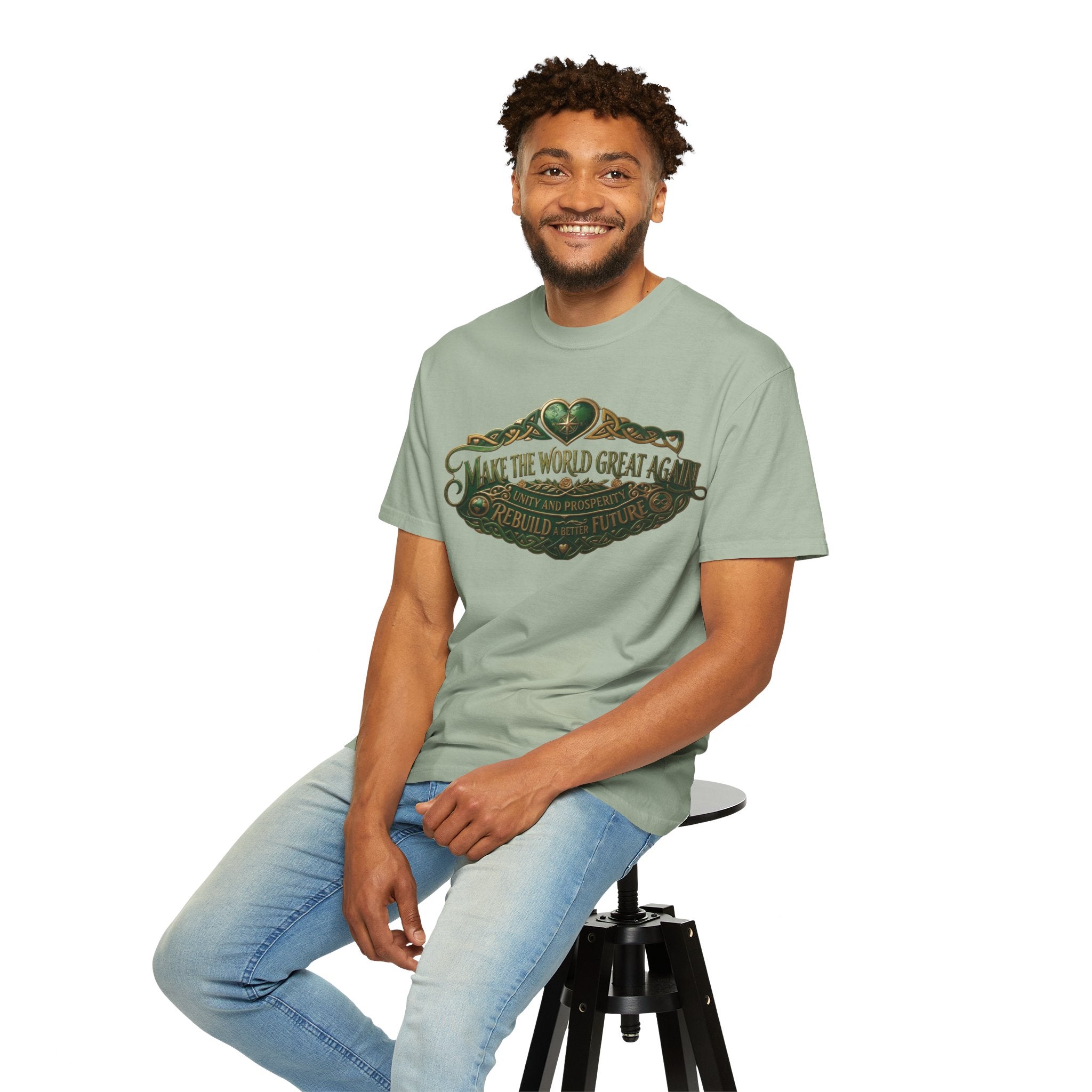 T-Shirt — 'Make the World Great Again' Vintage Green Crest Tee