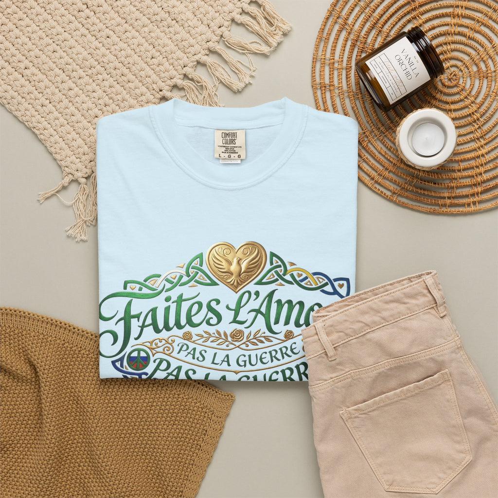 T-Shirt — Faites L'Amour Pas La Guerre Floral Script Graphic Tee