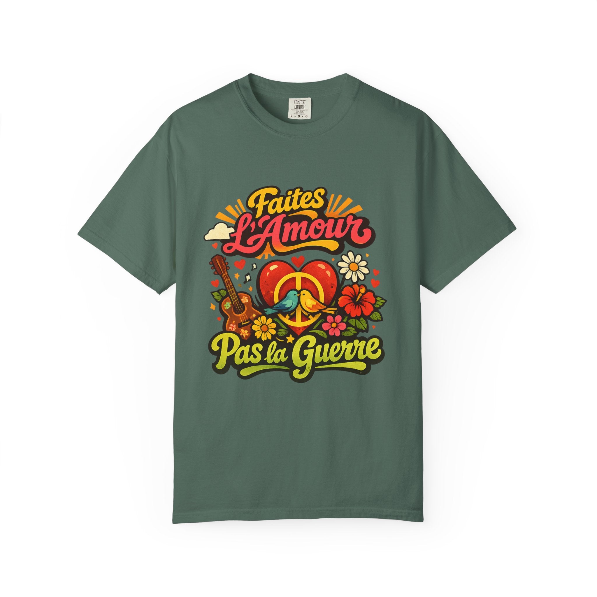 T-Shirt — Faites L'Amour Pas La Guerre Retro Peace Floral Design