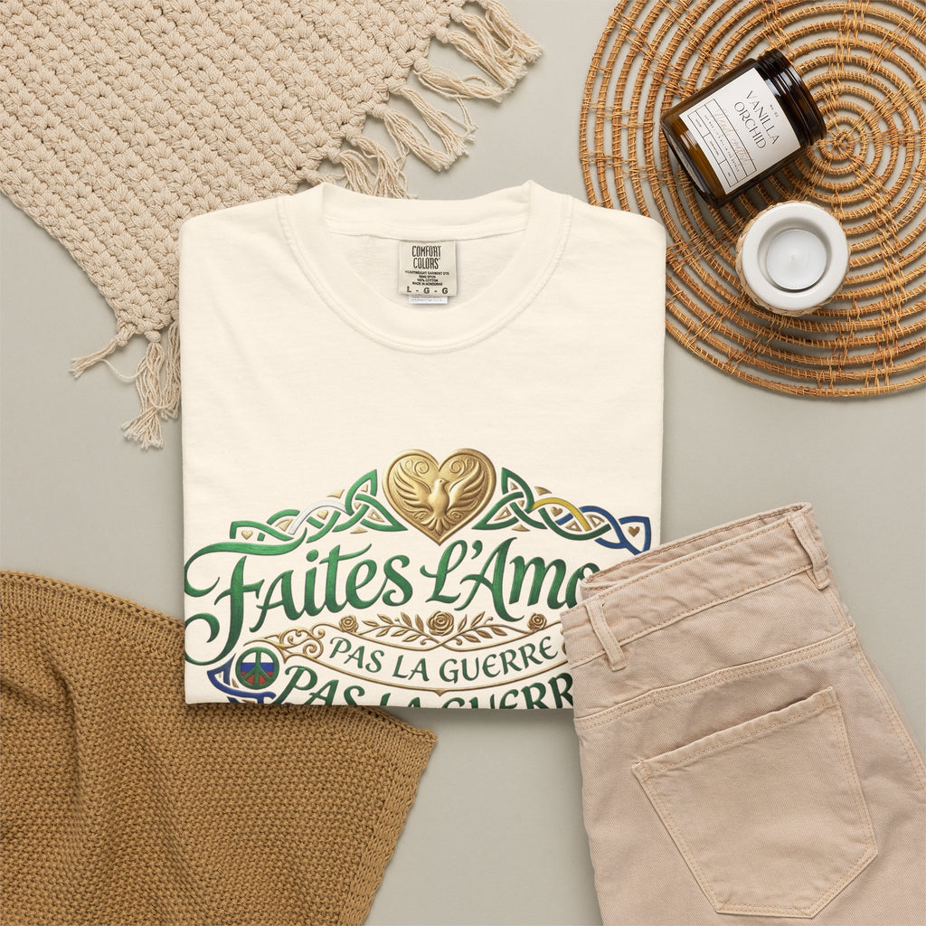 T-Shirt — Faites L'Amour Pas La Guerre Floral Script Graphic Tee