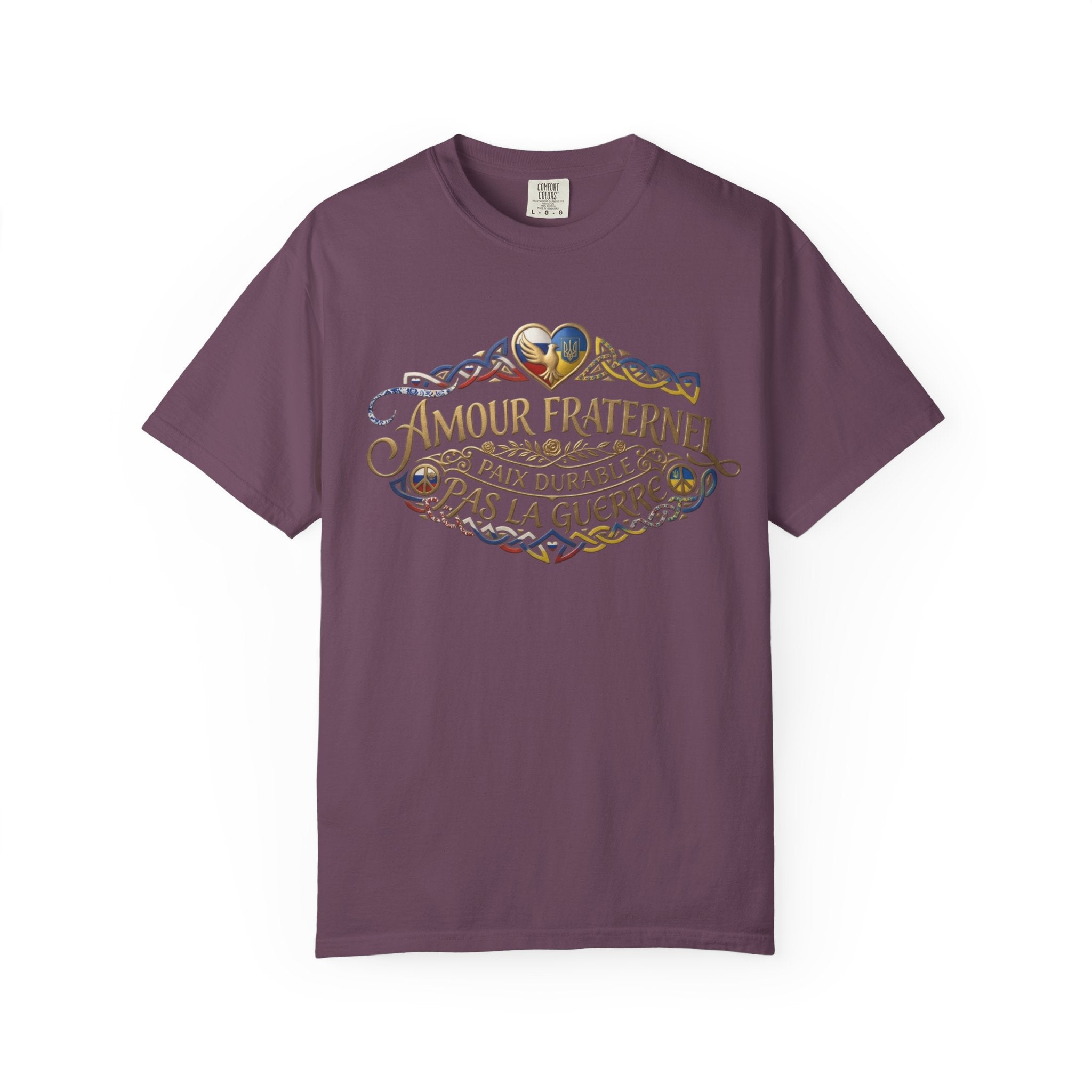 T-Shirt — Amour Fraternel "Paix Durable Pas La Guerre" Vintage Heart Peace Design