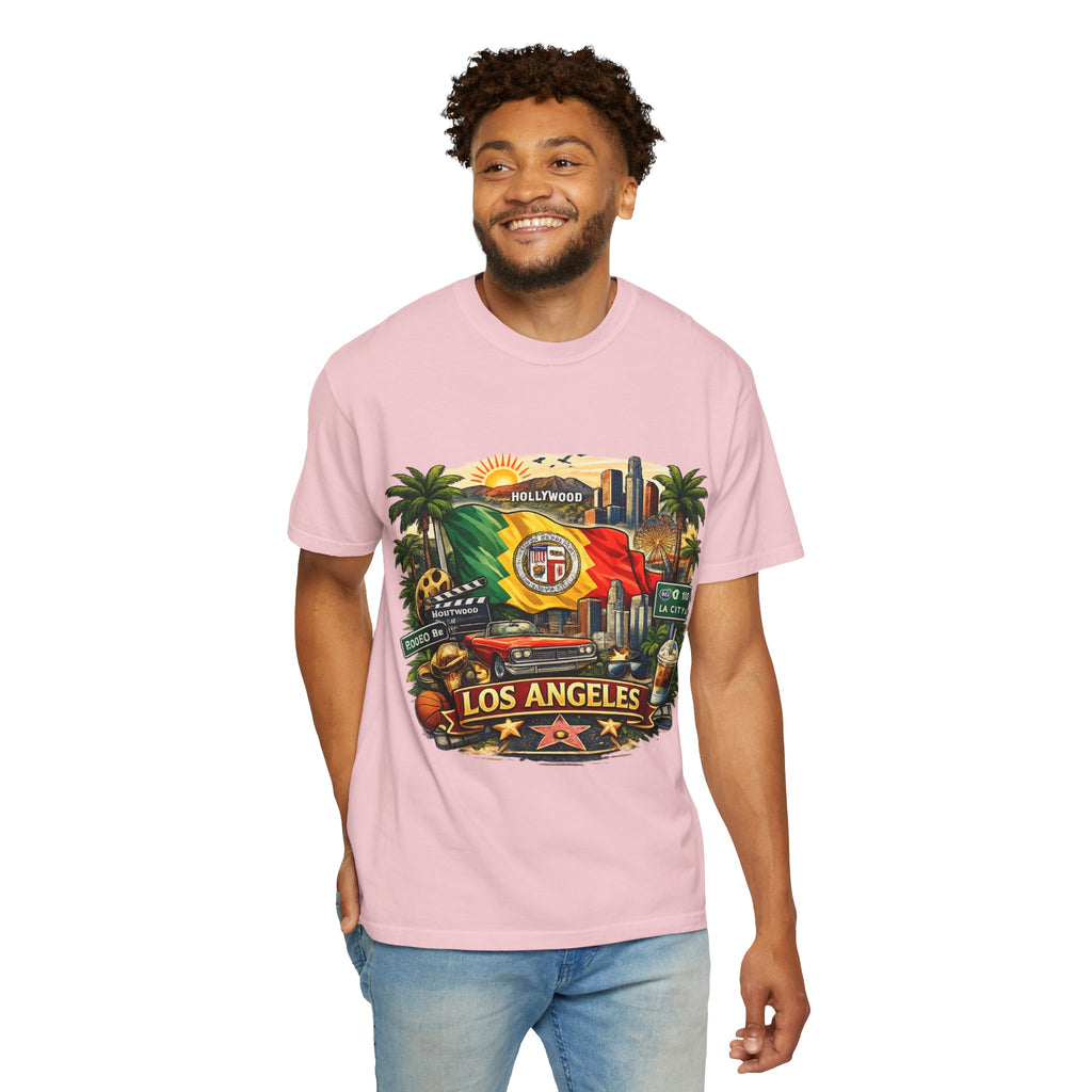 Los Angeles Vintage Graphic T-Shirt — LA Cityscape & Palm Trees Design
