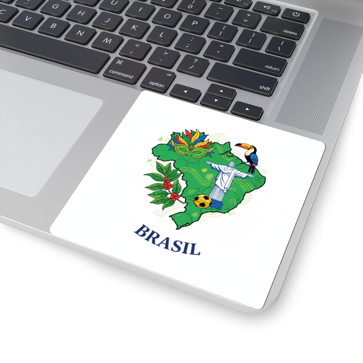 Brazil Map Sticker — Brasil Carnaval, Christ the Redeemer & Toucan Travel Decal
