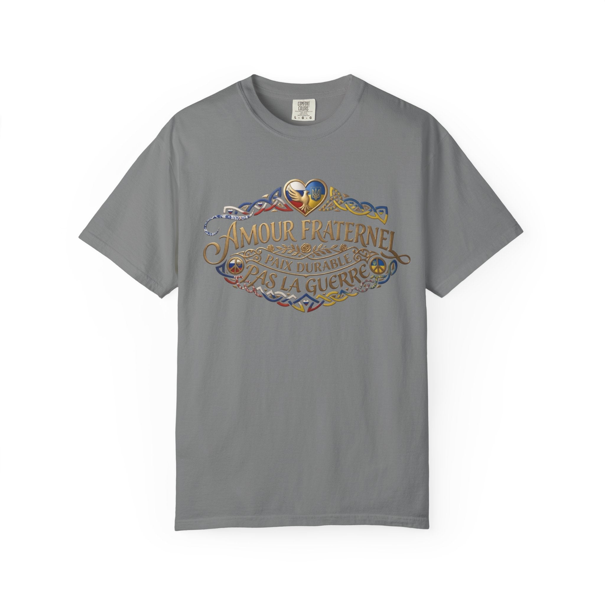 T-Shirt — Amour Fraternel "Paix Durable Pas La Guerre" Vintage Heart Peace Design