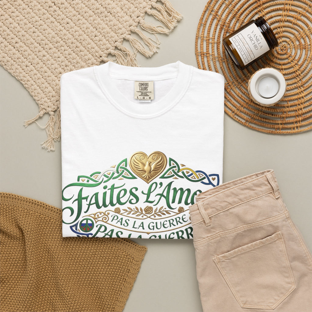 T-Shirt — Faites L'Amour Pas La Guerre Floral Script Graphic Tee