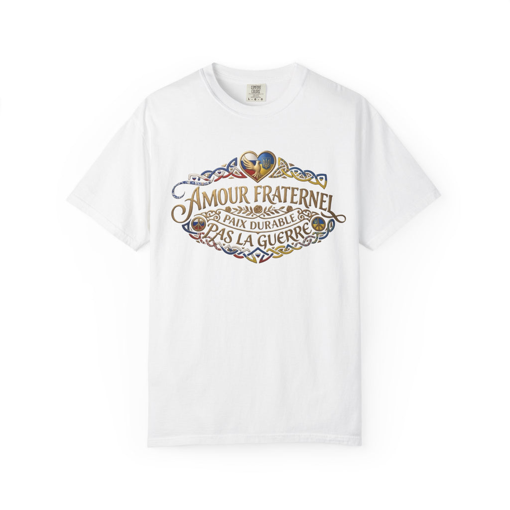 T-Shirt — Amour Fraternel "Paix Durable Pas La Guerre" Vintage Heart Peace Design