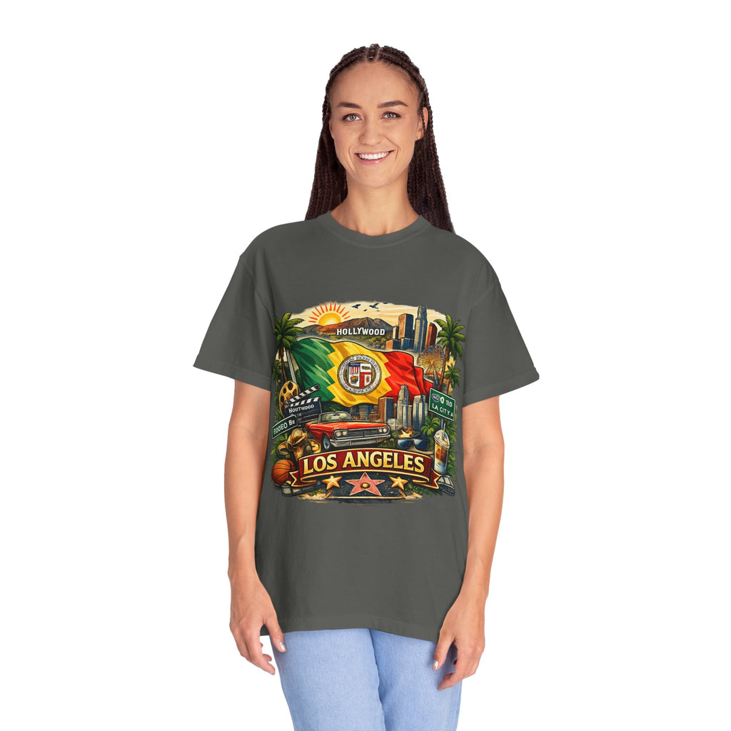 Los Angeles Vintage Graphic T-Shirt — LA Cityscape & Palm Trees Design