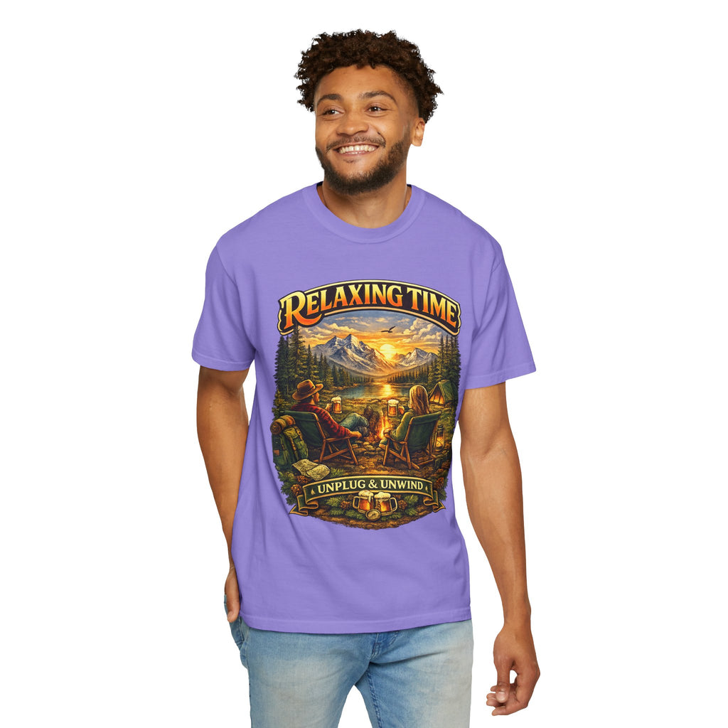 Relaxing Time T-Shirt — "Unplug & Unwind" Camping Graphic Tee