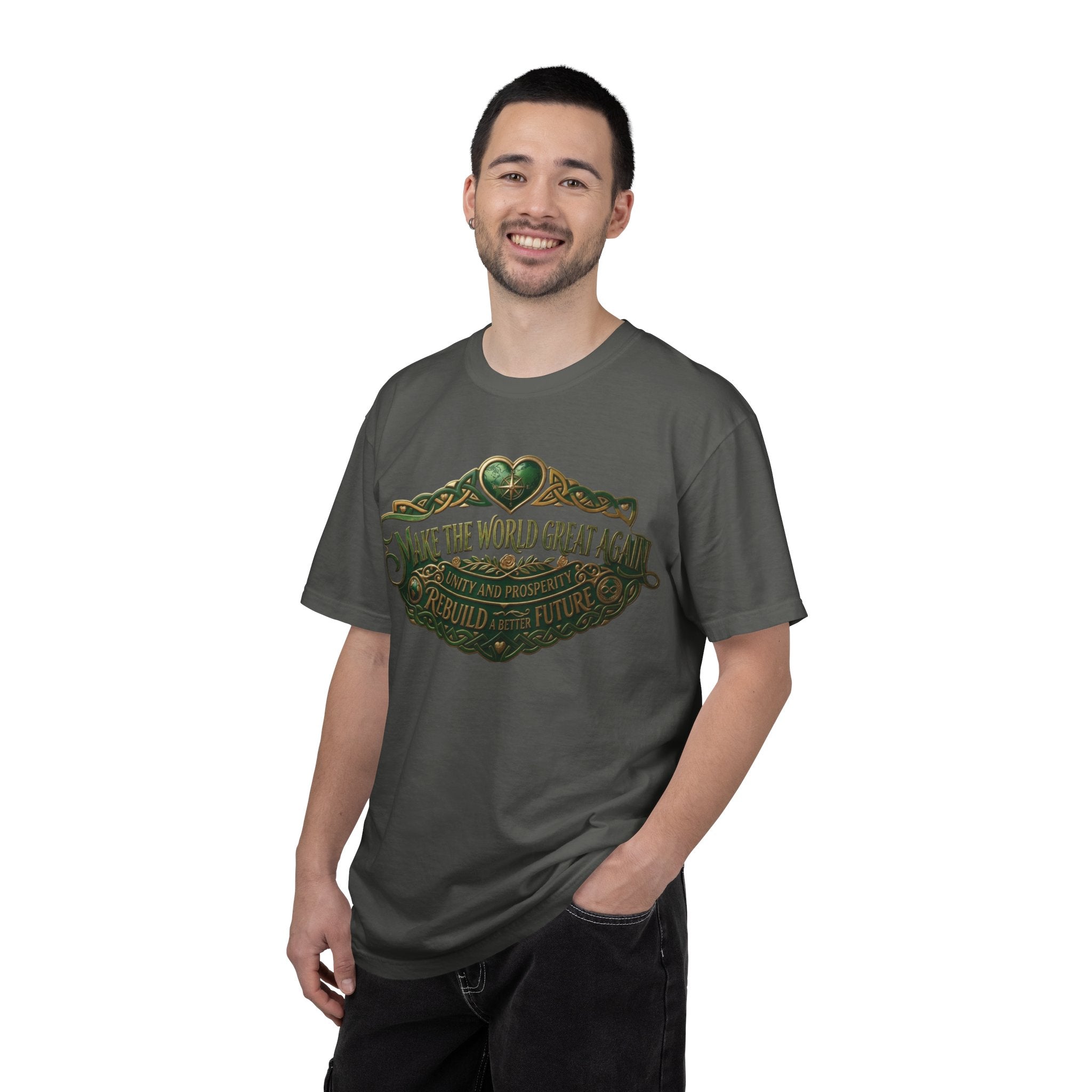 T-Shirt — 'Make the World Great Again' Vintage Green Crest Tee