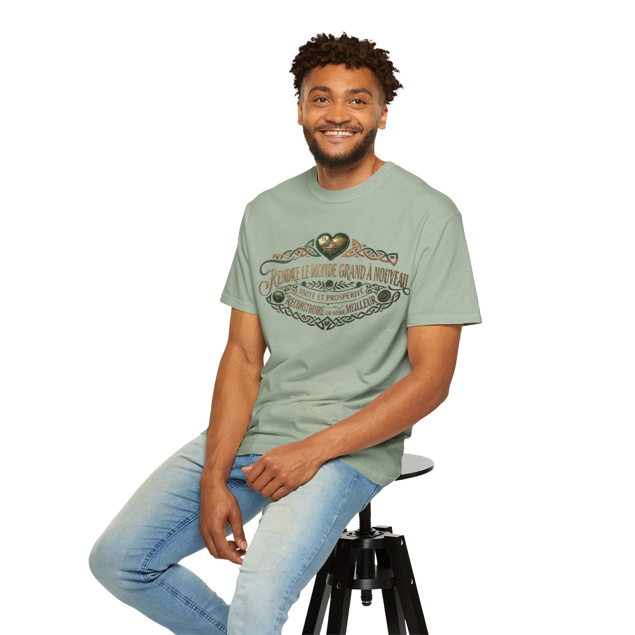 French Blessing T-Shirt — "Rendre le monde grand à nouveau" Vintage Heart Design