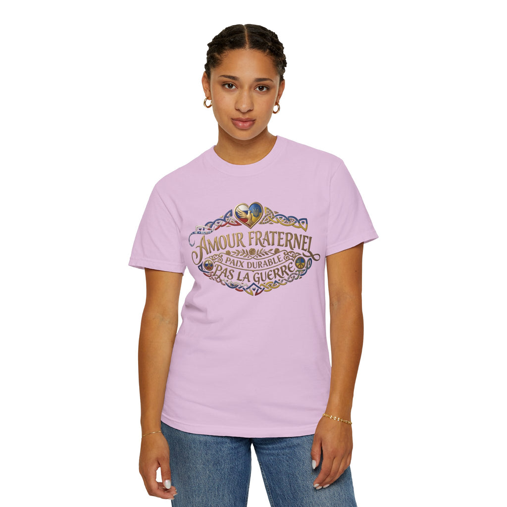 T-Shirt — Amour Fraternel "Paix Durable Pas La Guerre" Vintage Heart Peace Design
