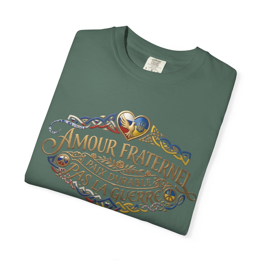 T-Shirt — Amour Fraternel "Paix Durable Pas La Guerre" Vintage Heart Peace Design