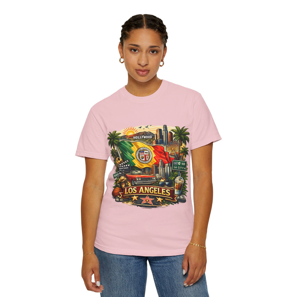 Los Angeles Vintage Graphic T-Shirt — LA Cityscape & Palm Trees Design