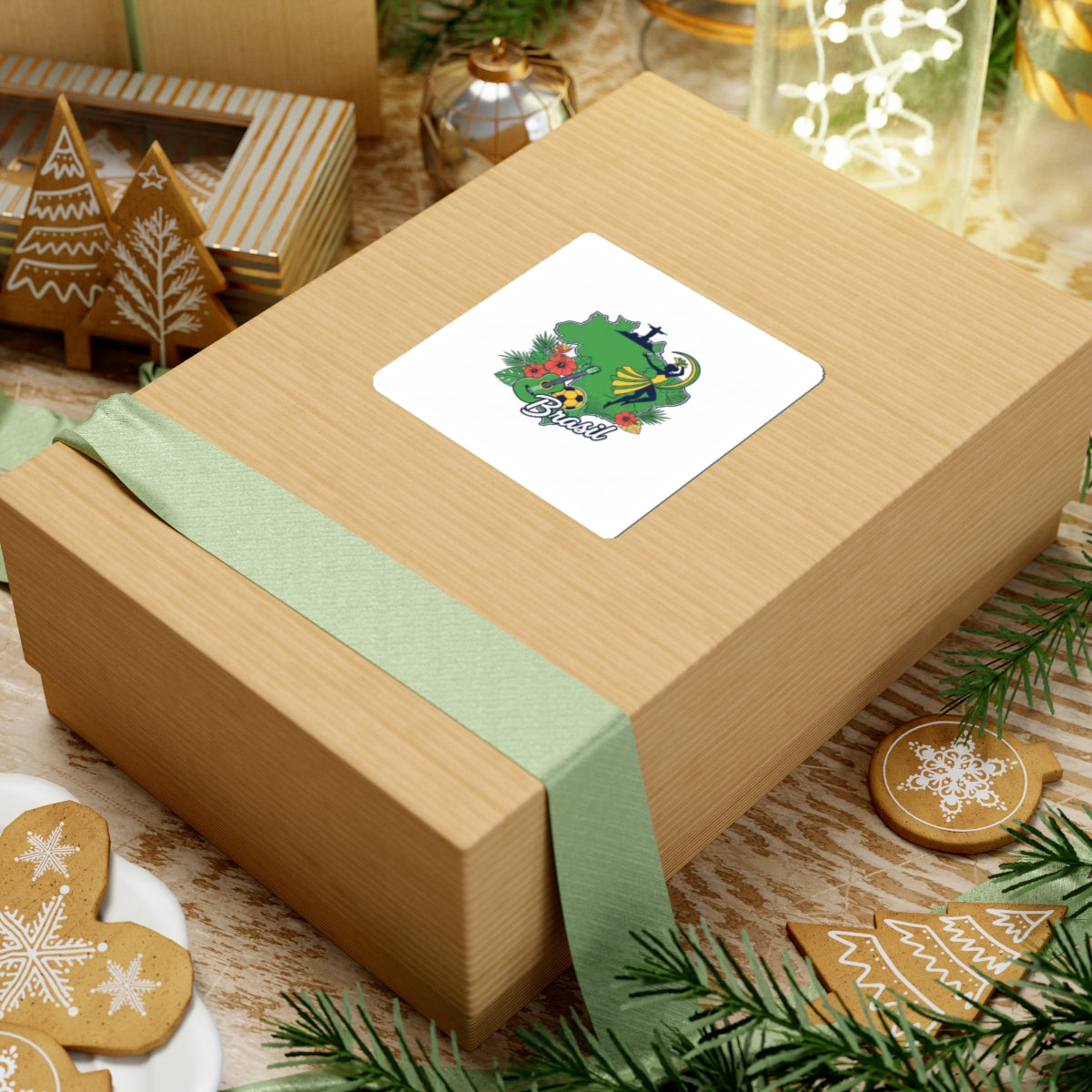 Brasil Map Sticker — Tropical Samba Brazil Kiss-Cut Vinyl Sticker