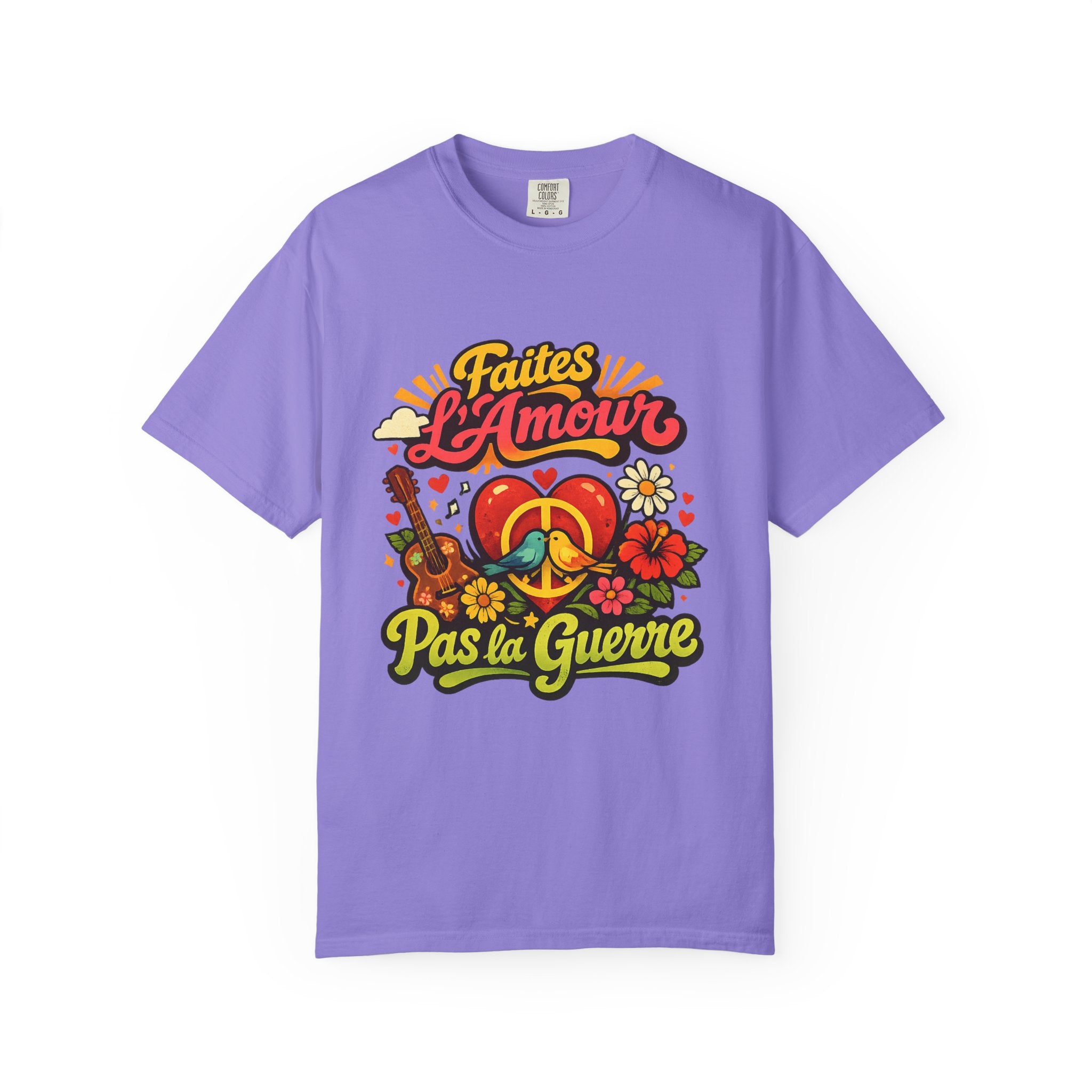T-Shirt — Faites L'Amour Pas La Guerre Retro Peace Floral Design
