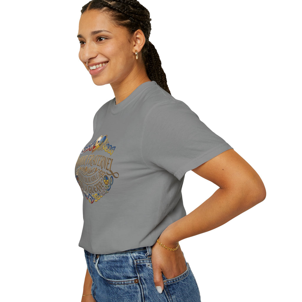 T-Shirt — Amour Fraternel "Paix Durable Pas La Guerre" Vintage Heart Peace Design