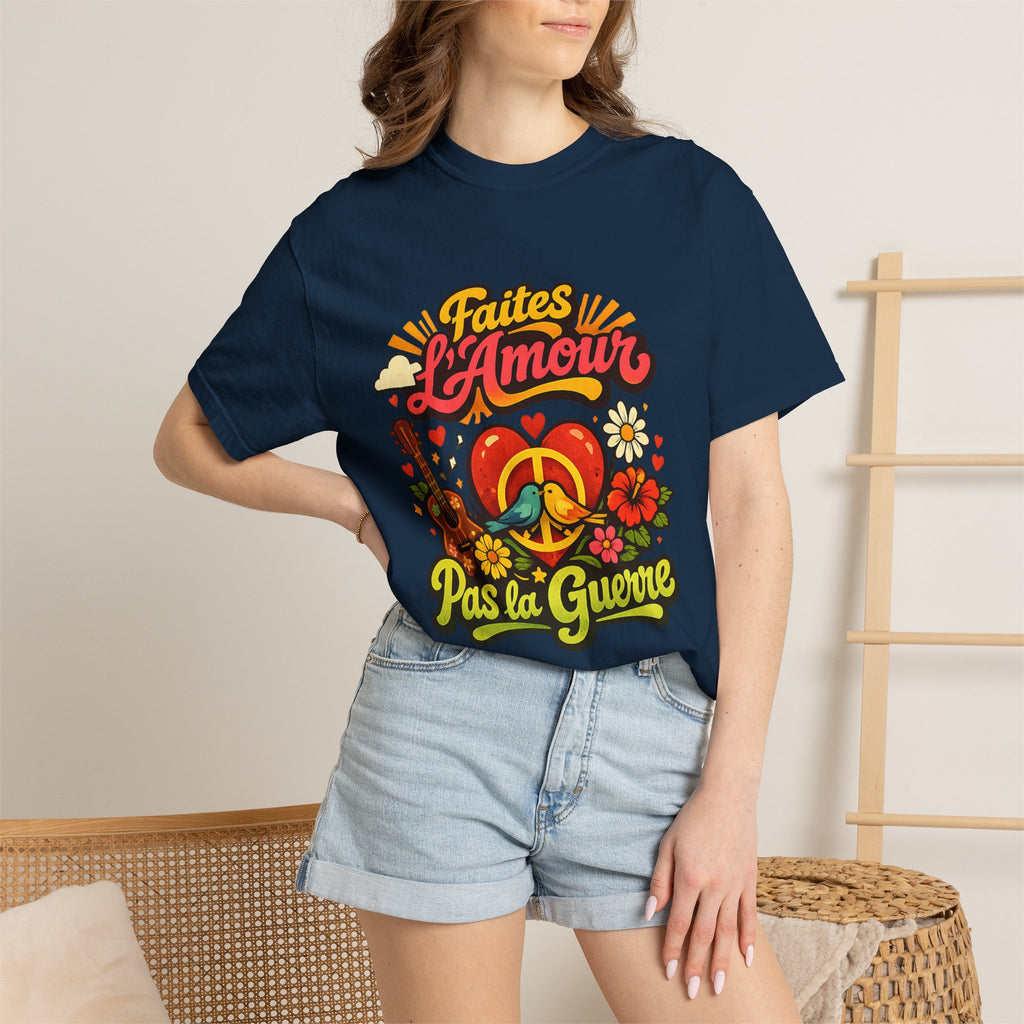 T-Shirt — Faites L'Amour Pas La Guerre Retro Peace Floral Design