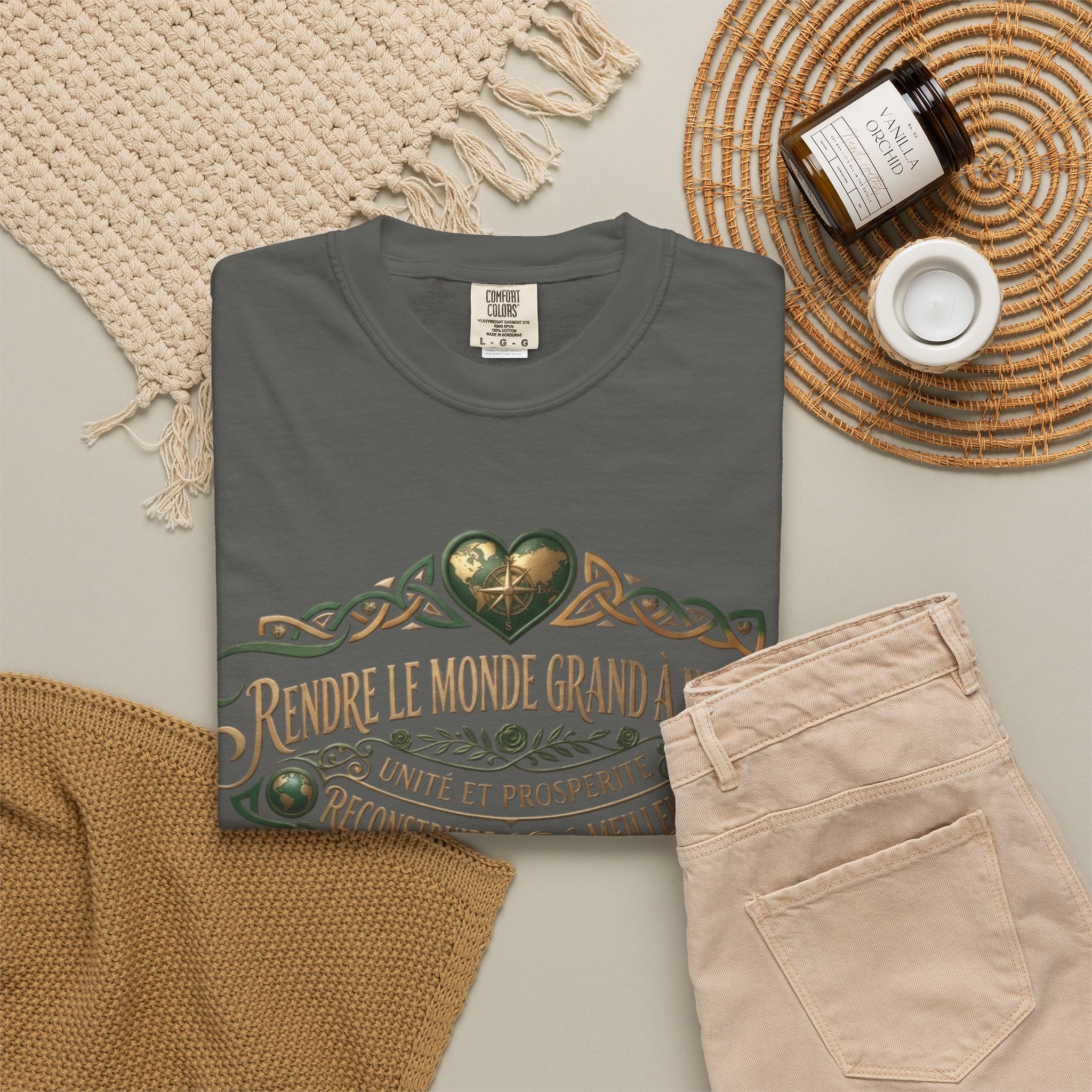French Blessing T-Shirt — "Rendre le monde grand à nouveau" Vintage Heart Design
