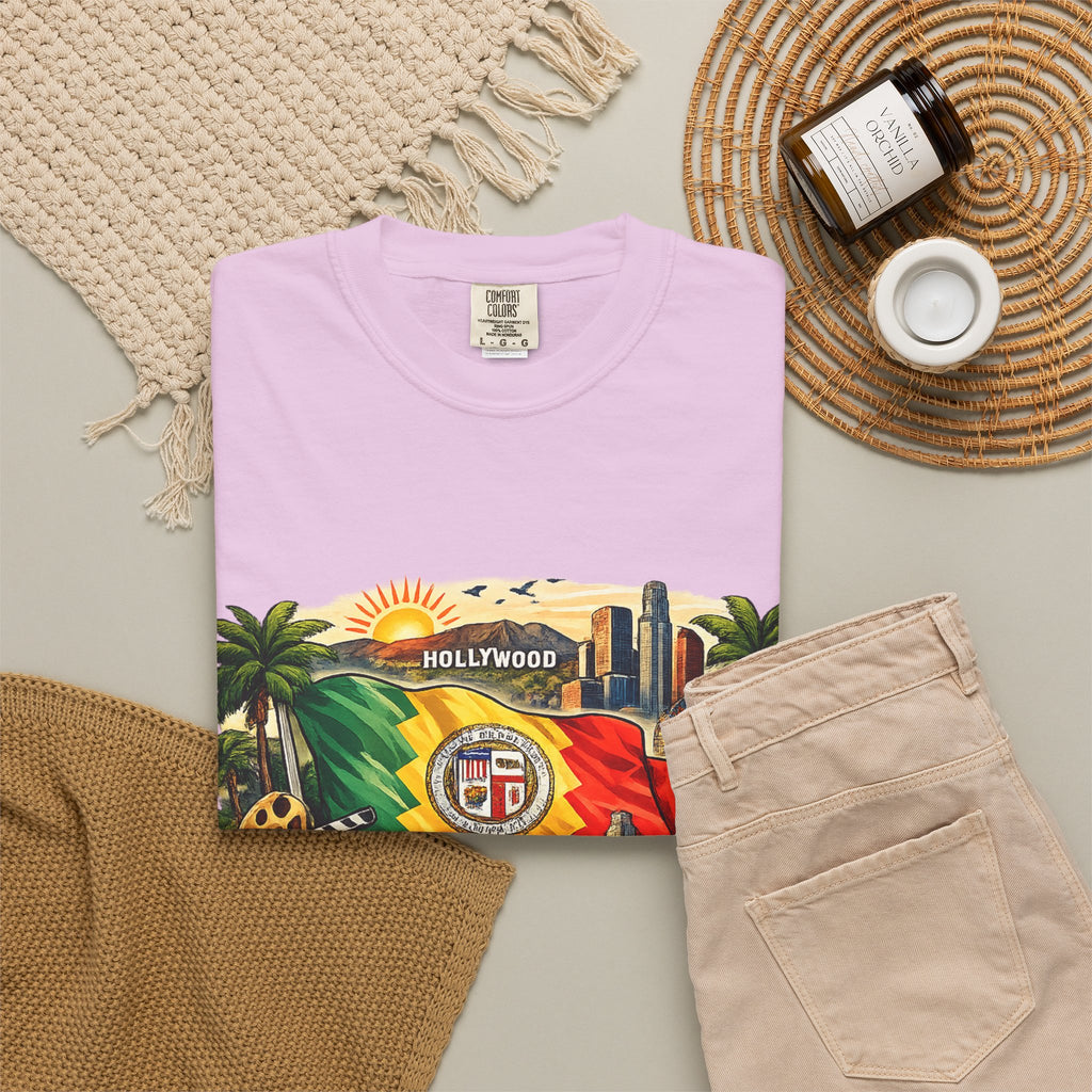 Los Angeles Vintage Graphic T-Shirt — LA Cityscape & Palm Trees Design