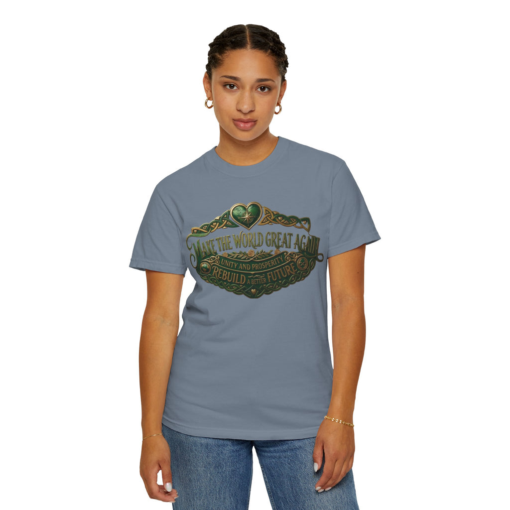 T-Shirt — 'Make the World Great Again' Vintage Green Crest Tee