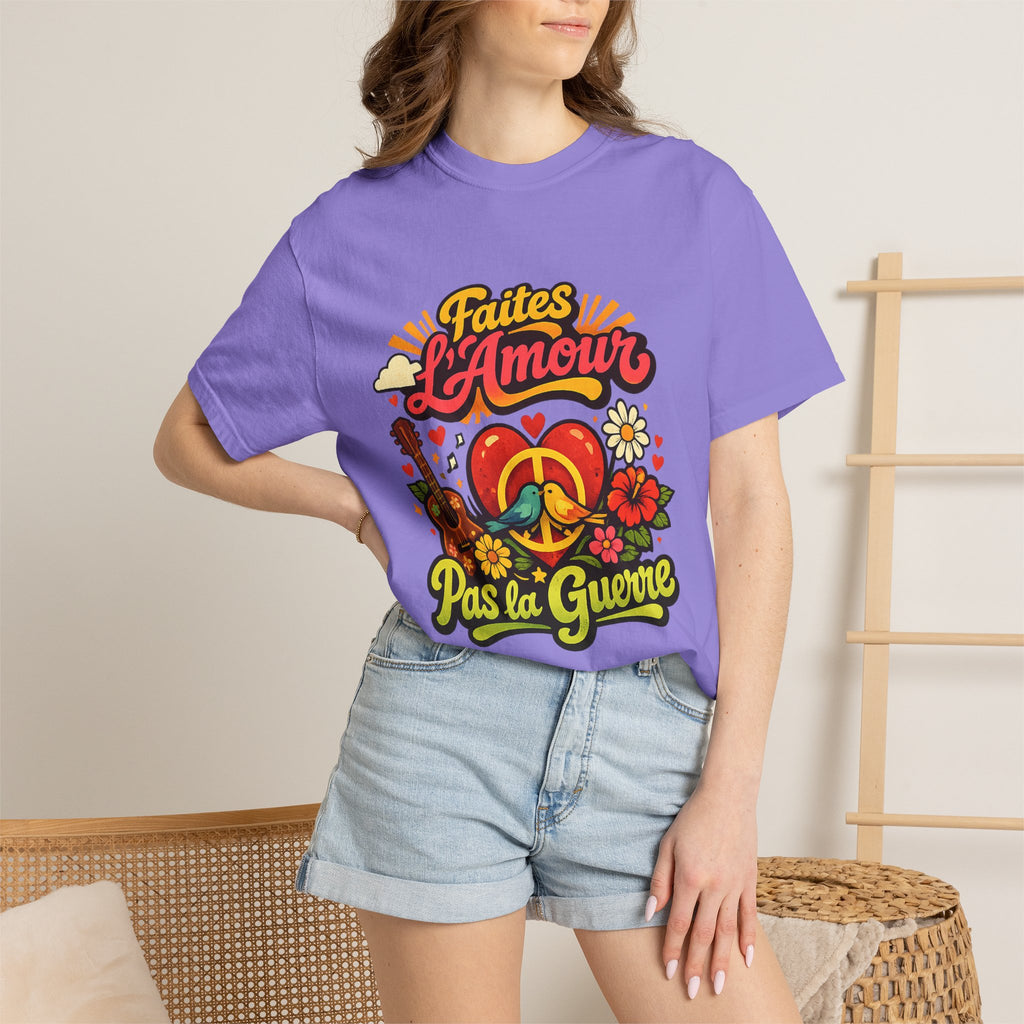 T-Shirt — Faites L'Amour Pas La Guerre Retro Peace Floral Design